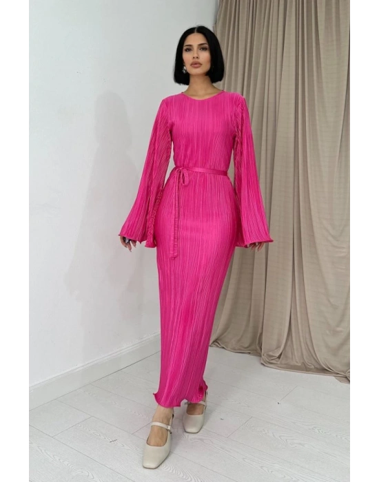 Fuşya İspanyol Kol Piliseli Elbise
