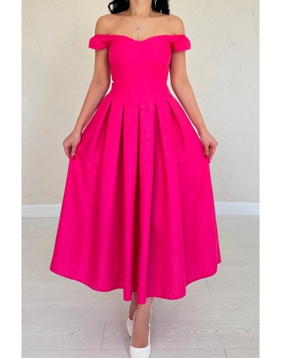 Fuşya Jakarlı Elbise