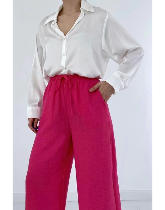 Fuşya Keten Pantolon