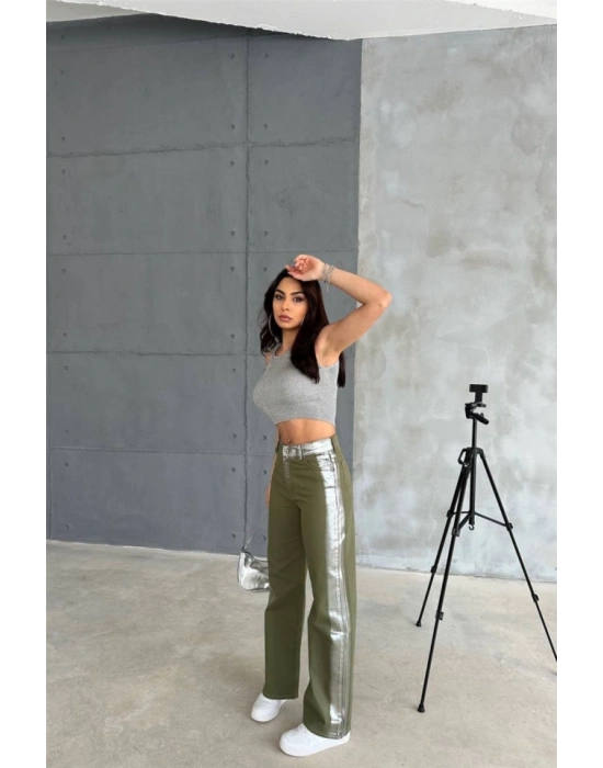 GABARDİN PALAZZO PANTOLON  Haki