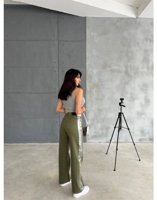 GABARDİN PALAZZO PANTOLON  Haki