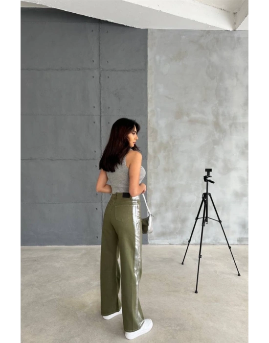 GABARDİN PALAZZO PANTOLON  Haki