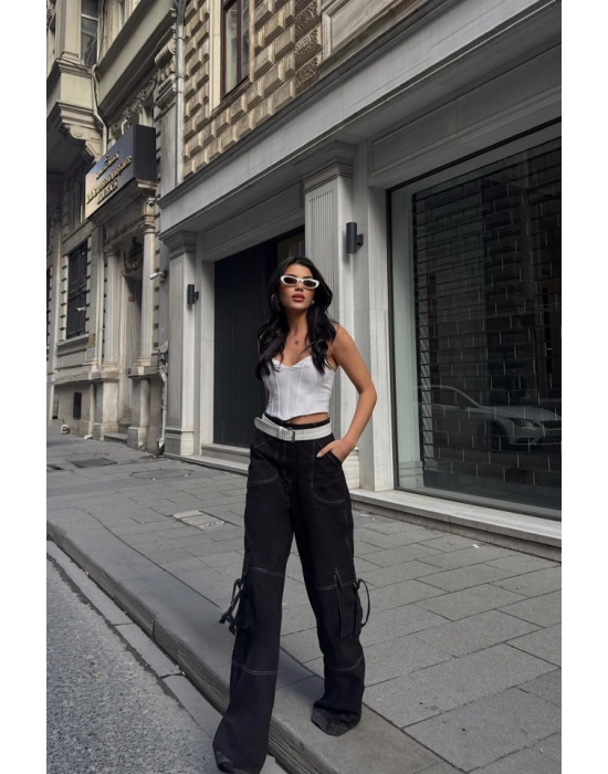 GABARDİNKARGO PANTOLON  Siyah