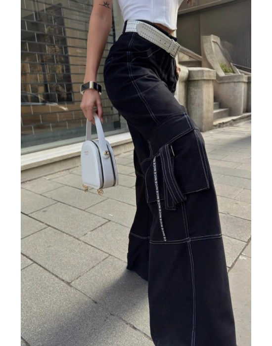 GABARDİNKARGO PANTOLON  Siyah