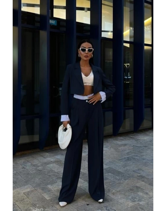 Garni Detaylı Crop Ceketli Takım 10075