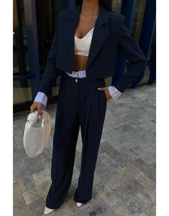 Garni Detaylı Crop Ceketli Takım 10075