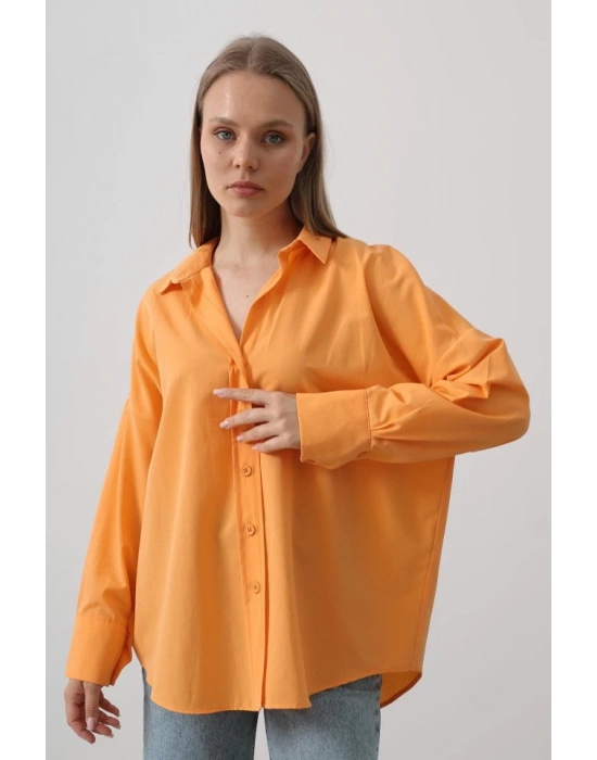 Geniş Manşet Detaylı Gömlek  Kavun