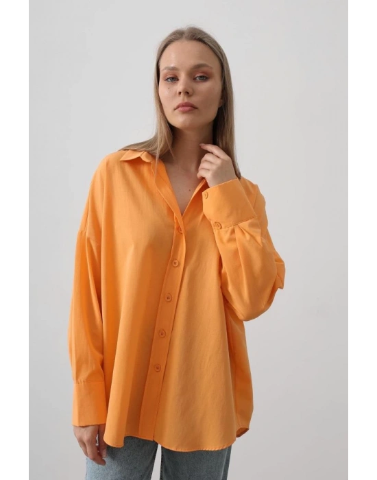 Geniş Manşet Detaylı Gömlek  Kavun