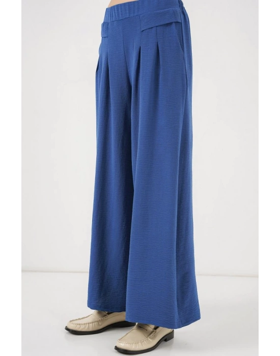 Geniş Paça Pileli Pantolon 6718  İndigo