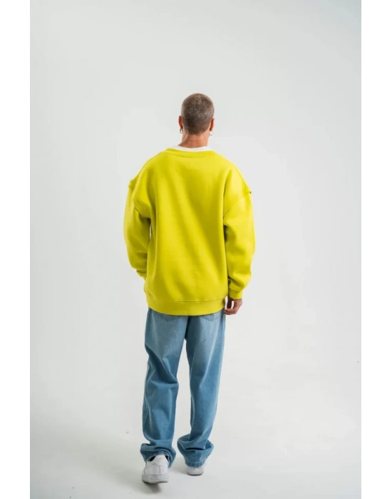 Geniş V Yaka Kol Ribana Detaylı weathirt  arı