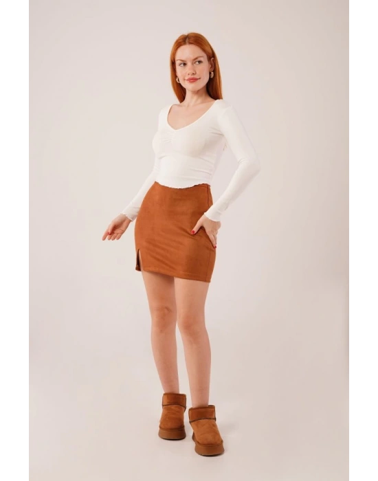 Geniş Yaka Beyaz Basic Body Bluz