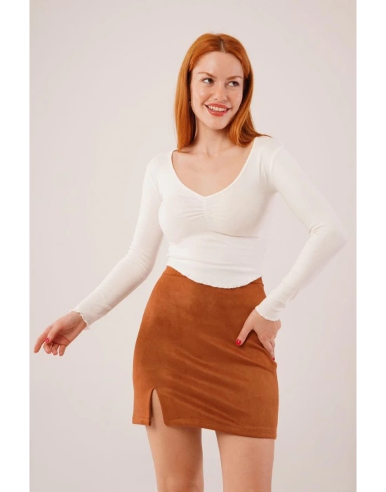 Geniş Yaka Beyaz Basic Body Bluz