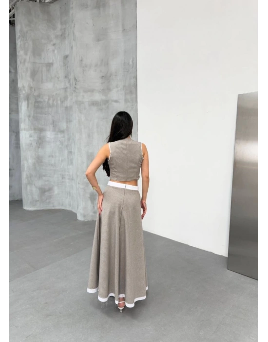 Gi̇o Çi̇zgi̇li̇ Garni̇li̇ i̇di̇ Etek Yelek Takim