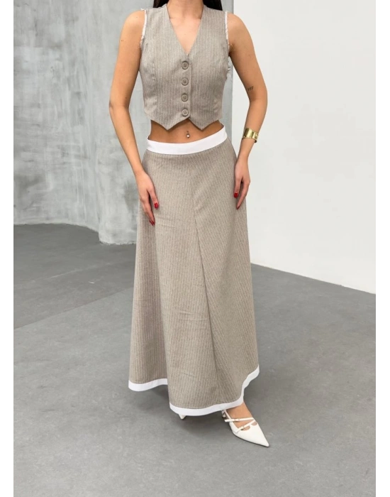 Gi̇o Çi̇zgi̇li̇ Garni̇li̇ i̇di̇ Etek Yelek Takim