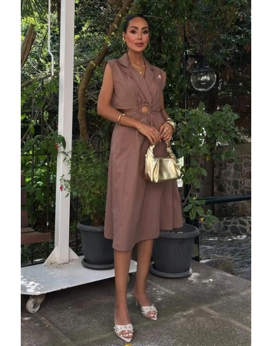 Göbeği Halka Detaylı idi Boy Elbise 2896