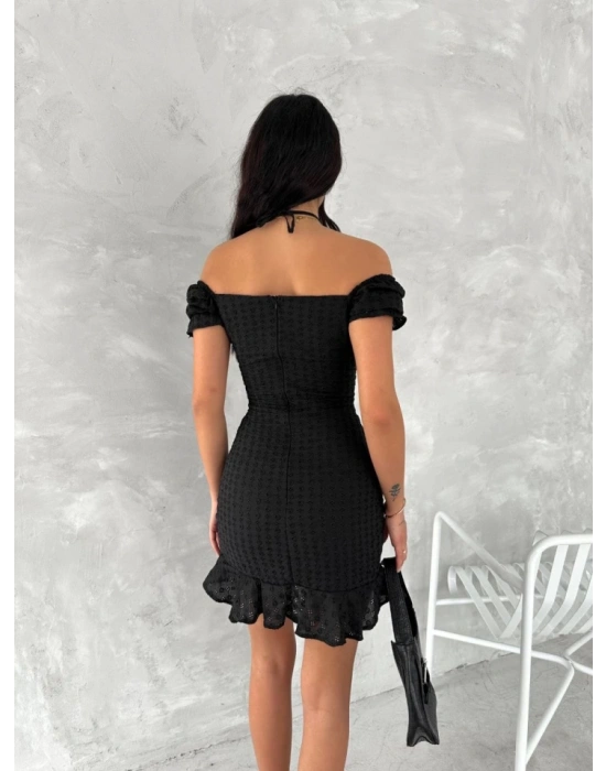 Göğüs Bağlamalı Mini Elbise  iyah