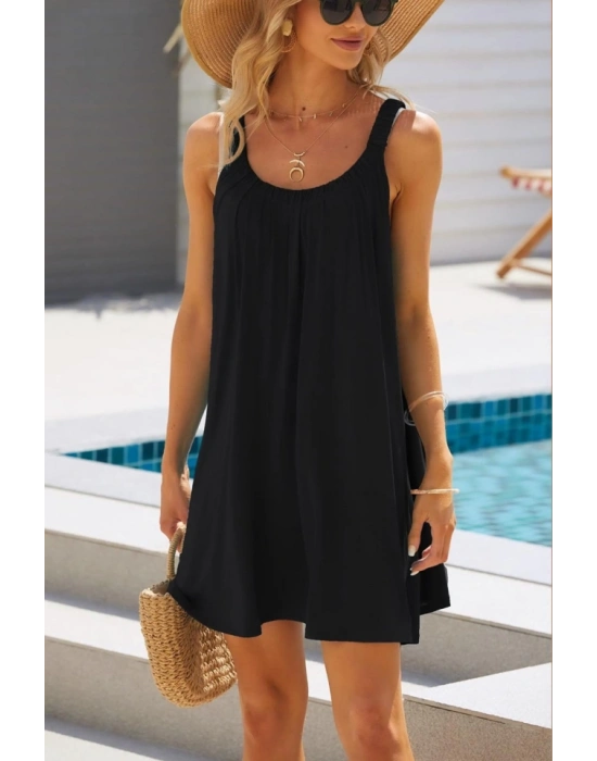 Göğüs Lastikli Askılı Sandy Tunik Elbise