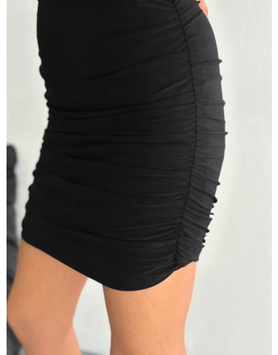 Göğüs Ve Yanlar Dekolteli Kolsuz Boy Elbise  iyah