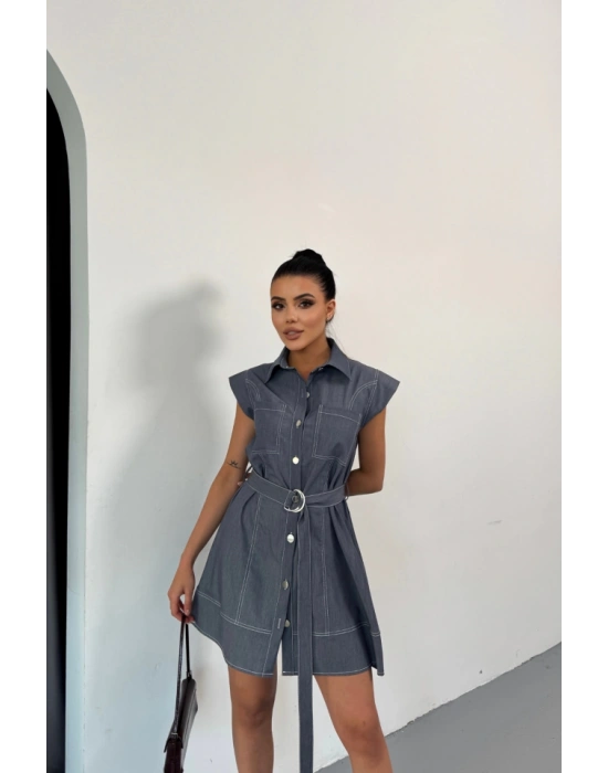 GÖMLEK ELBİE KOLUZ TENCEL KUMAŞ  Mavi