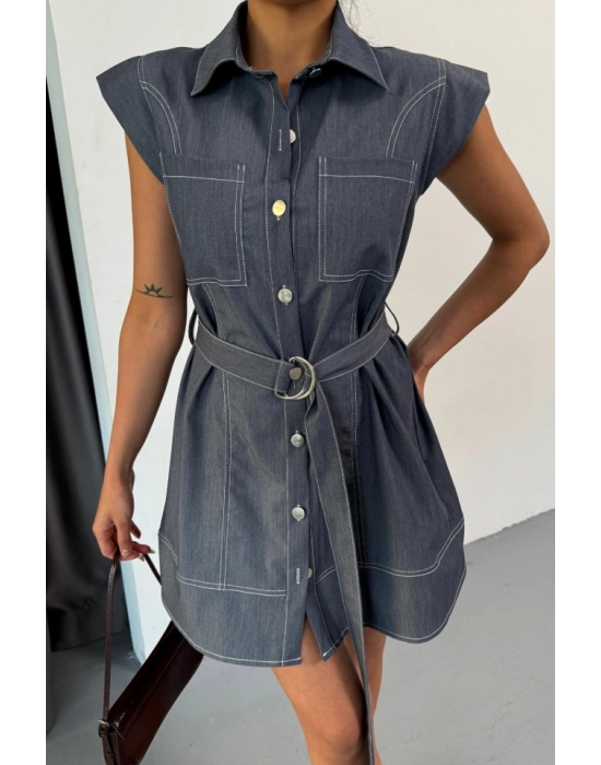 GÖMLEK ELBİE KOLUZ TENCEL KUMAŞ  Mavi