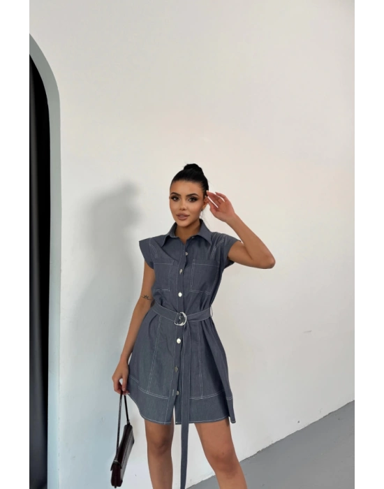 GÖMLEK ELBİE KOLUZ TENCEL KUMAŞ  Mavi