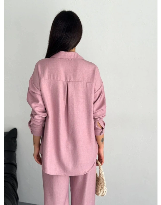 Gömlek Pantolon Ikili Takım  Toz Pembe