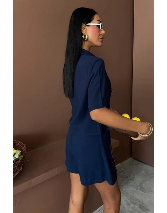 Gömlek Şort Etek Viscon Keten Takım 10162