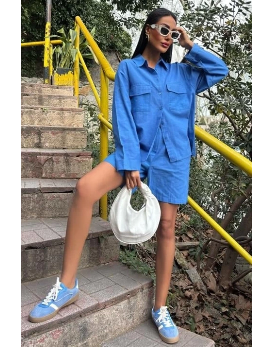 Gömlek Ve Şort Flamlı Keten Takım 10130