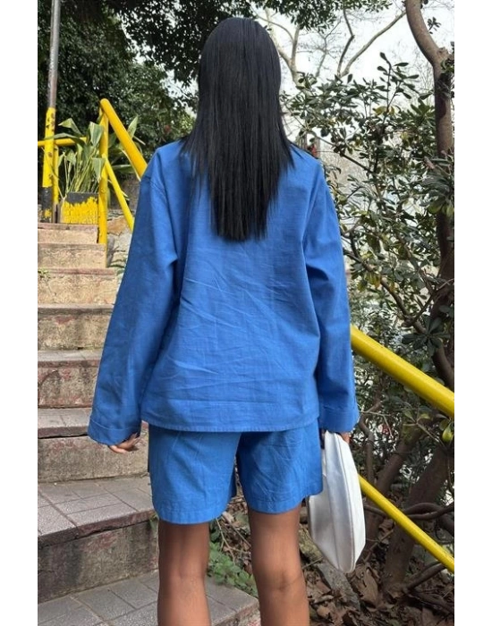 Gömlek Ve Şort Flamlı Keten Takım 10130