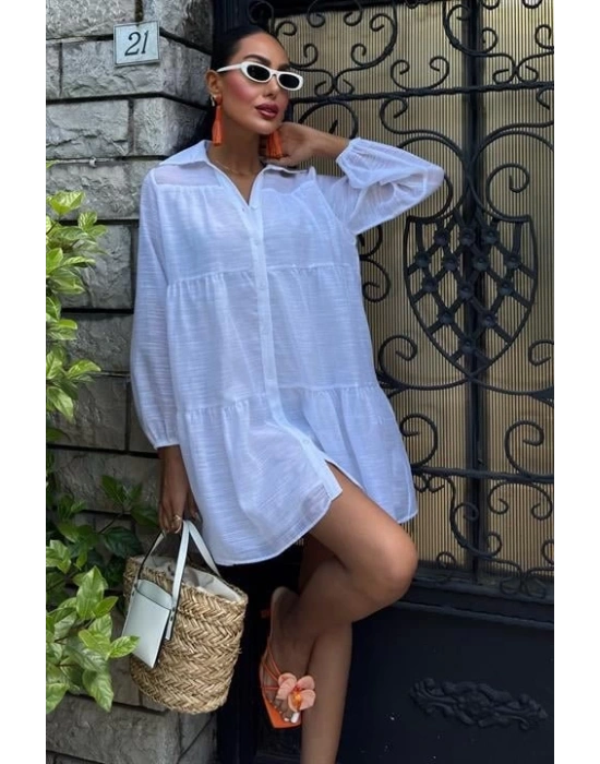 Gömlek Yaka Pileli Elbise 2898