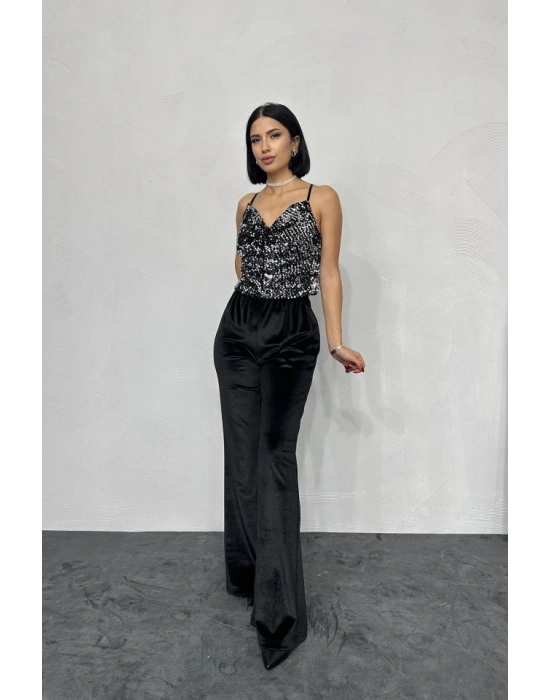 Gümüş Askılı Degaje Bluz