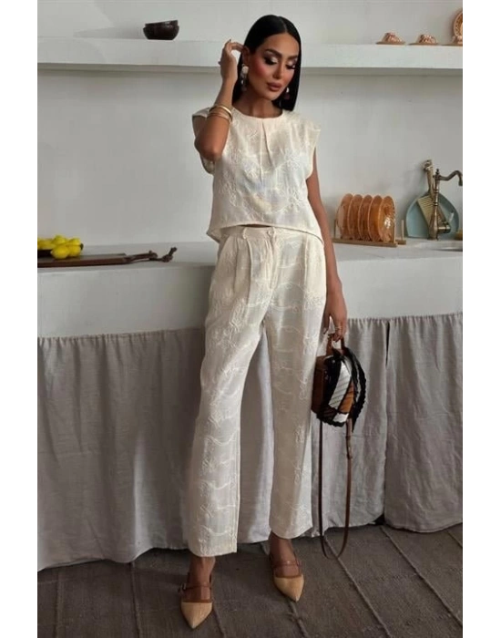 halina üzüne Nakışlı Crop Takım 979608