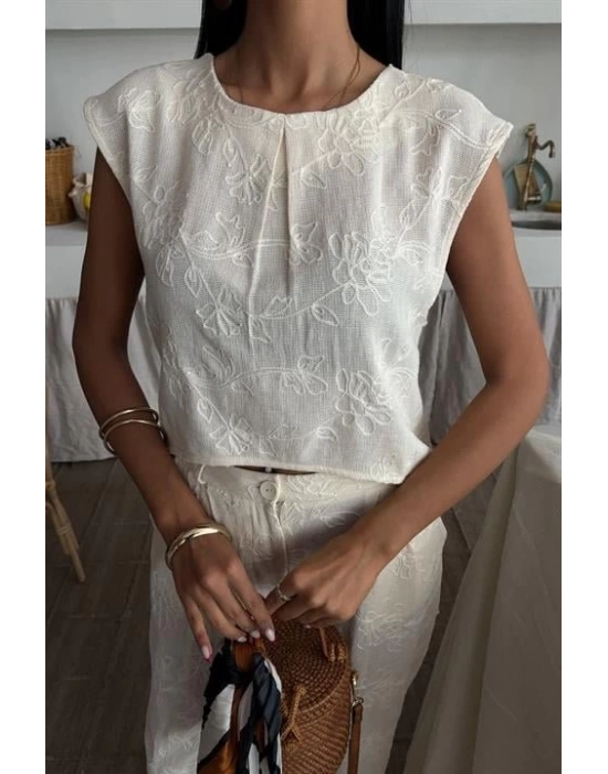 halina üzüne Nakışlı Crop Takım 979608