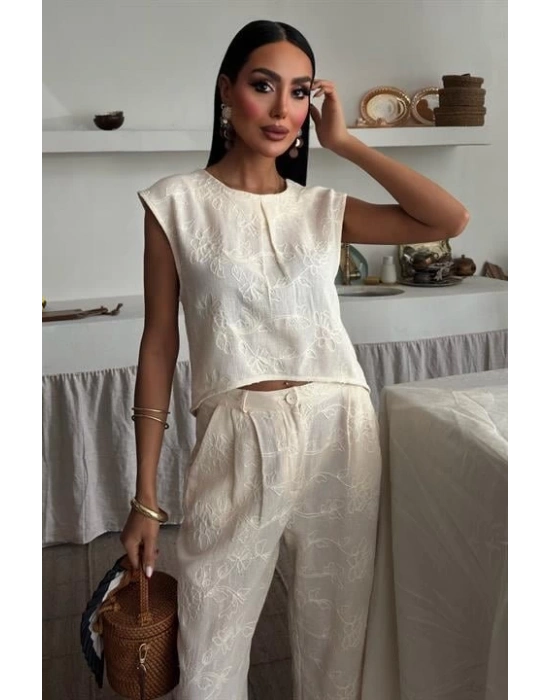 halina üzüne Nakışlı Crop Takım 979608