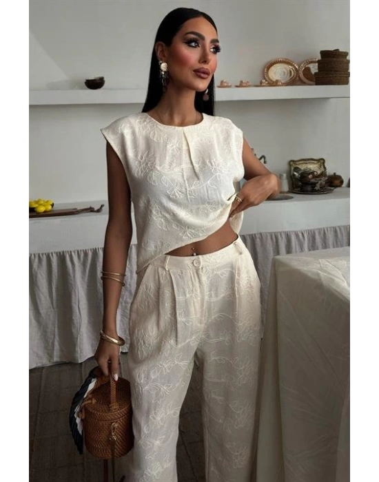 halina üzüne Nakışlı Crop Takım 979608