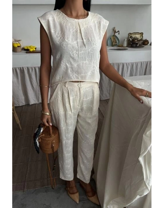 halina üzüne Nakışlı Crop Takım 979608