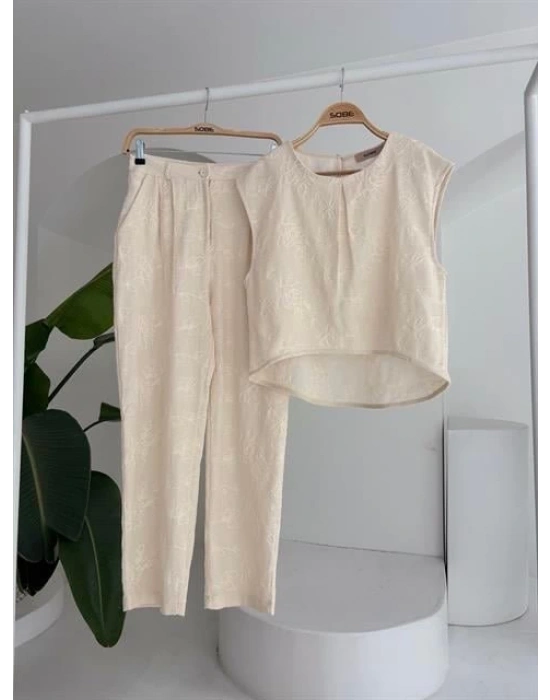 halina üzüne Nakışlı Crop Takım 979608