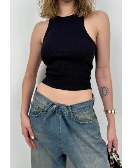 Halter Yaka Kolsuz Bluz