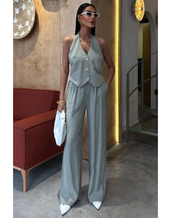 Halter Yaka Yelekli odal Takım 10144