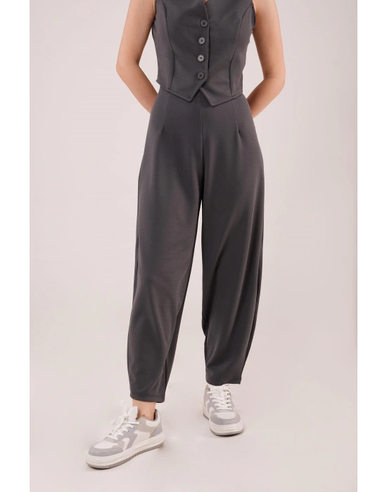 Havuç Kesim Gri Pantolon