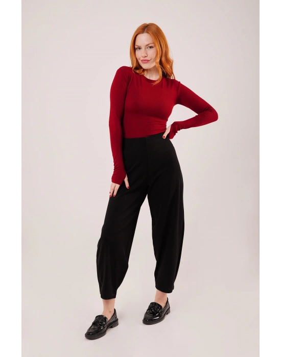 Havuç Kesim Siyah Pantolon