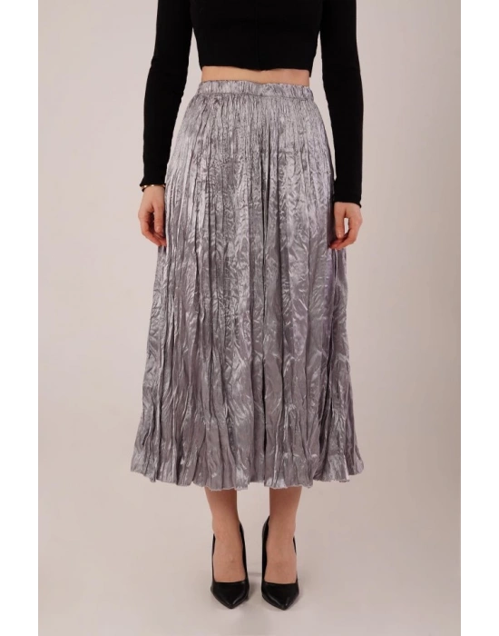 idi Boy Pileli Saten Gri Etek