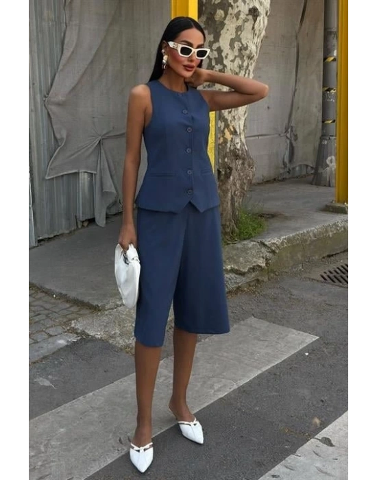 Midi Şortlu Ve Yelekli Viscon Takım 10167