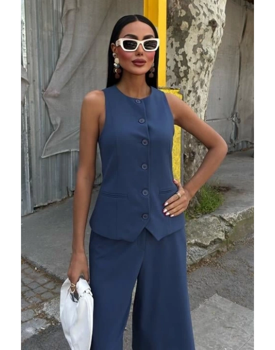 Midi Şortlu Ve Yelekli Viscon Takım 10167