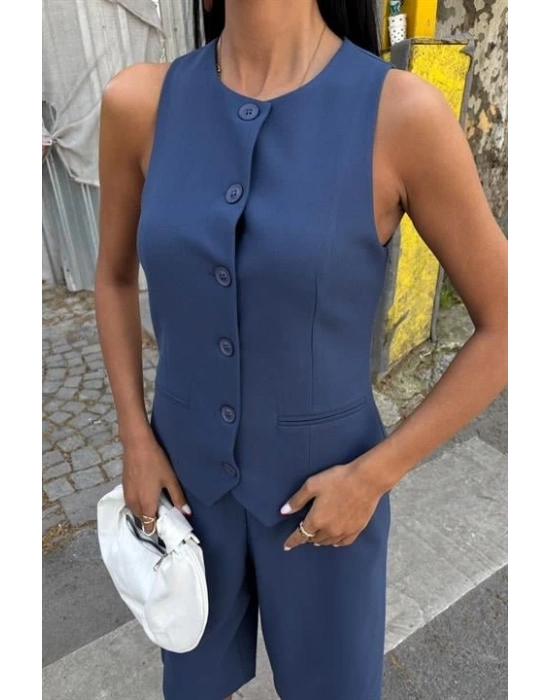 Midi Şortlu Ve Yelekli Viscon Takım 10167