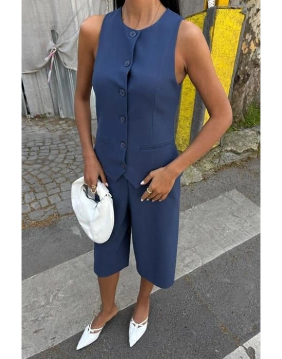 Midi Şortlu Ve Yelekli Viscon Takım 10167