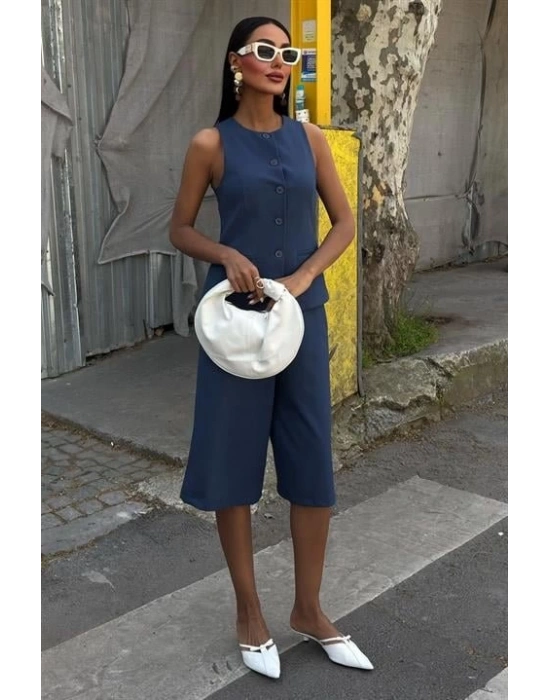 Midi Şortlu Ve Yelekli Viscon Takım 10167