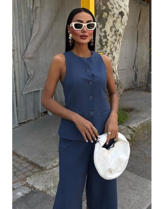 Midi Şortlu Ve Yelekli Viscon Takım 10167