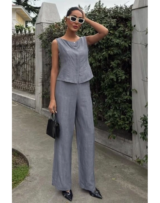 ıfır Kollu Bluz Batik Desenli Pantolon İkili Takım 1018108