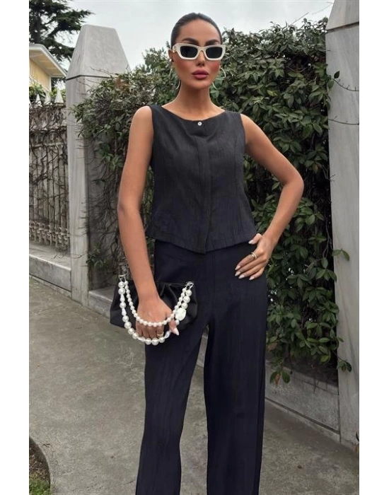 ıfır Kollu Bluz Batik Desenli Pantolon İkili Takım 1018108